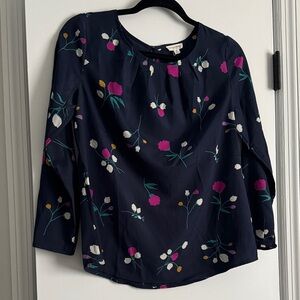 Maison Jules Navy Floral Blouse